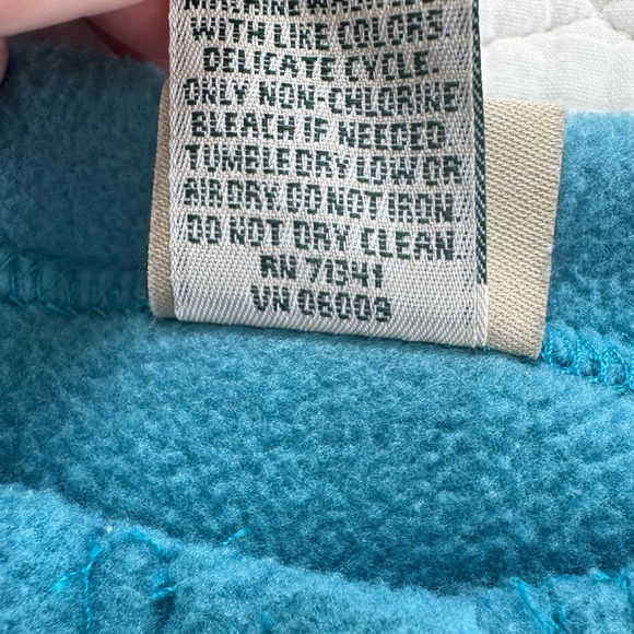 L.L. Bean Vintage Teal Fleece Floral Embroidery Medium - Picture 8 of 9